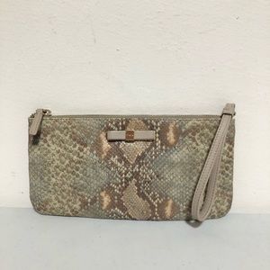 Furla Snakeskin Zippered Clutch